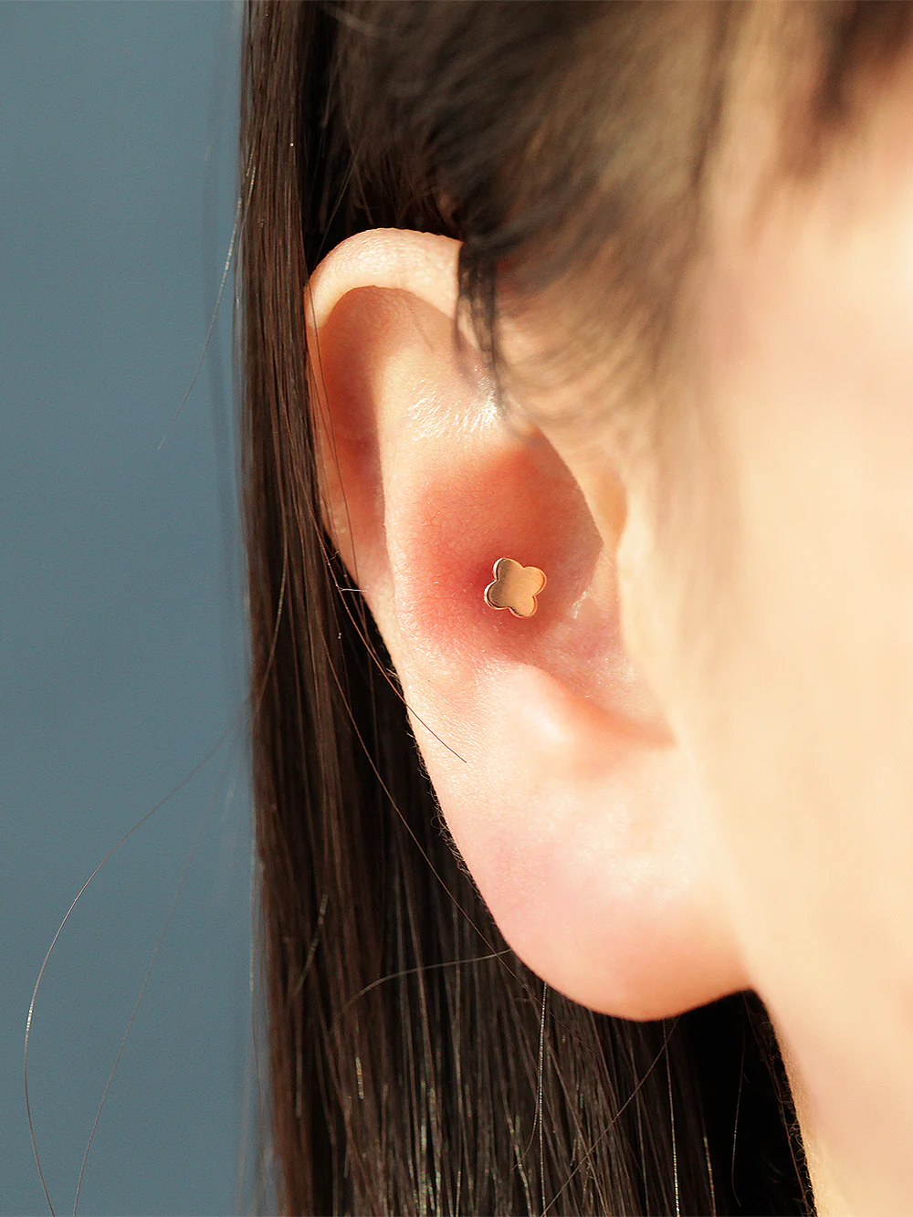 14K Gold Plain Star / Heart / Clover cartilage earring 20g - Image 10