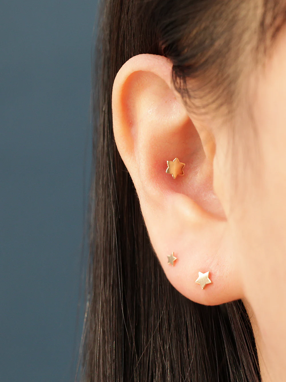 14K Gold Plain Star / Heart / Clover cartilage earring 20g - Image 5