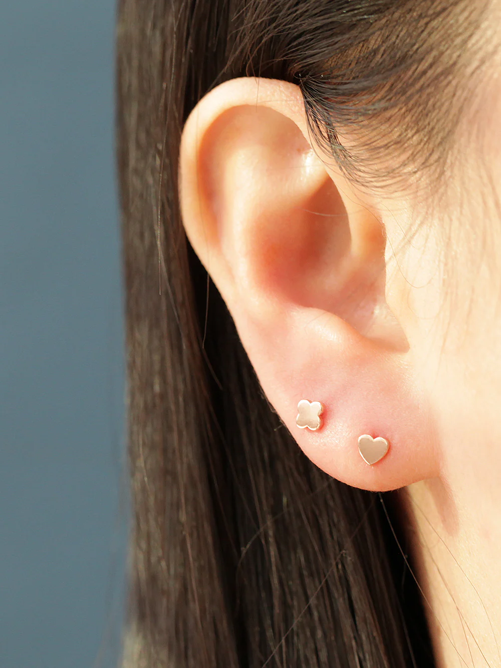 14K Gold Plain Star / Heart / Clover cartilage earring 20g - Image 8