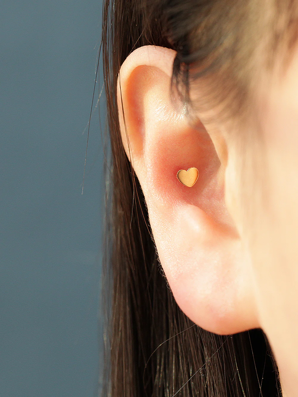 14K Gold Plain Star / Heart / Clover cartilage earring 20g - Image 9