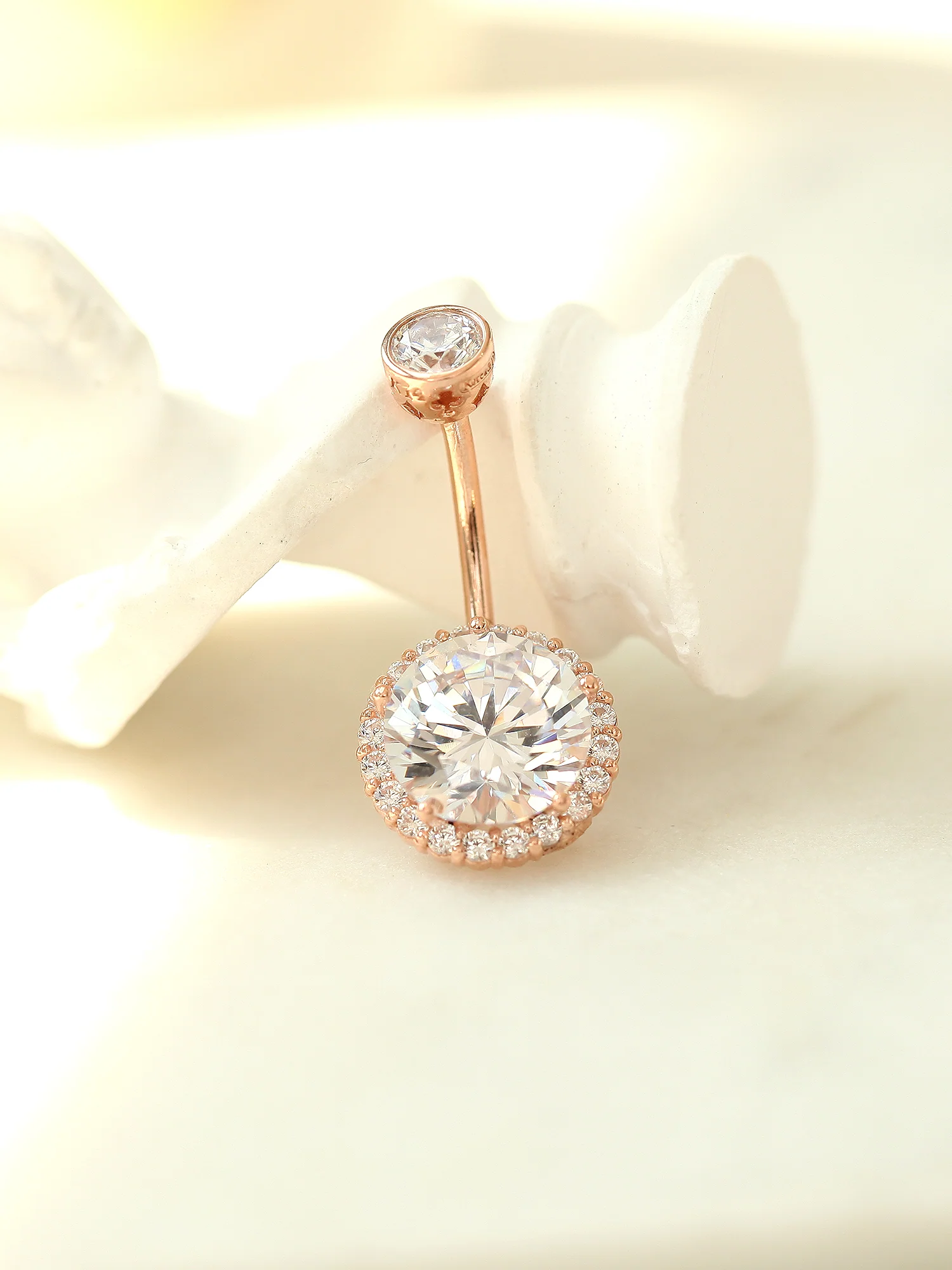 14K Gold Cubic Belly Button Piercing 18G16G - Image 6