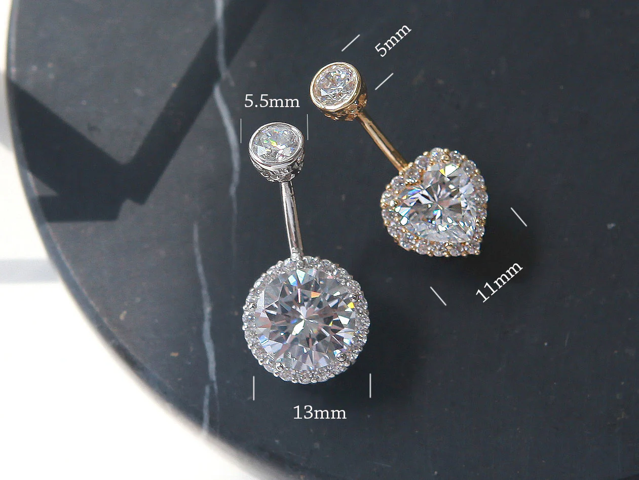 14K Gold Cubic Belly Button Piercing 18G16G - Image 7
