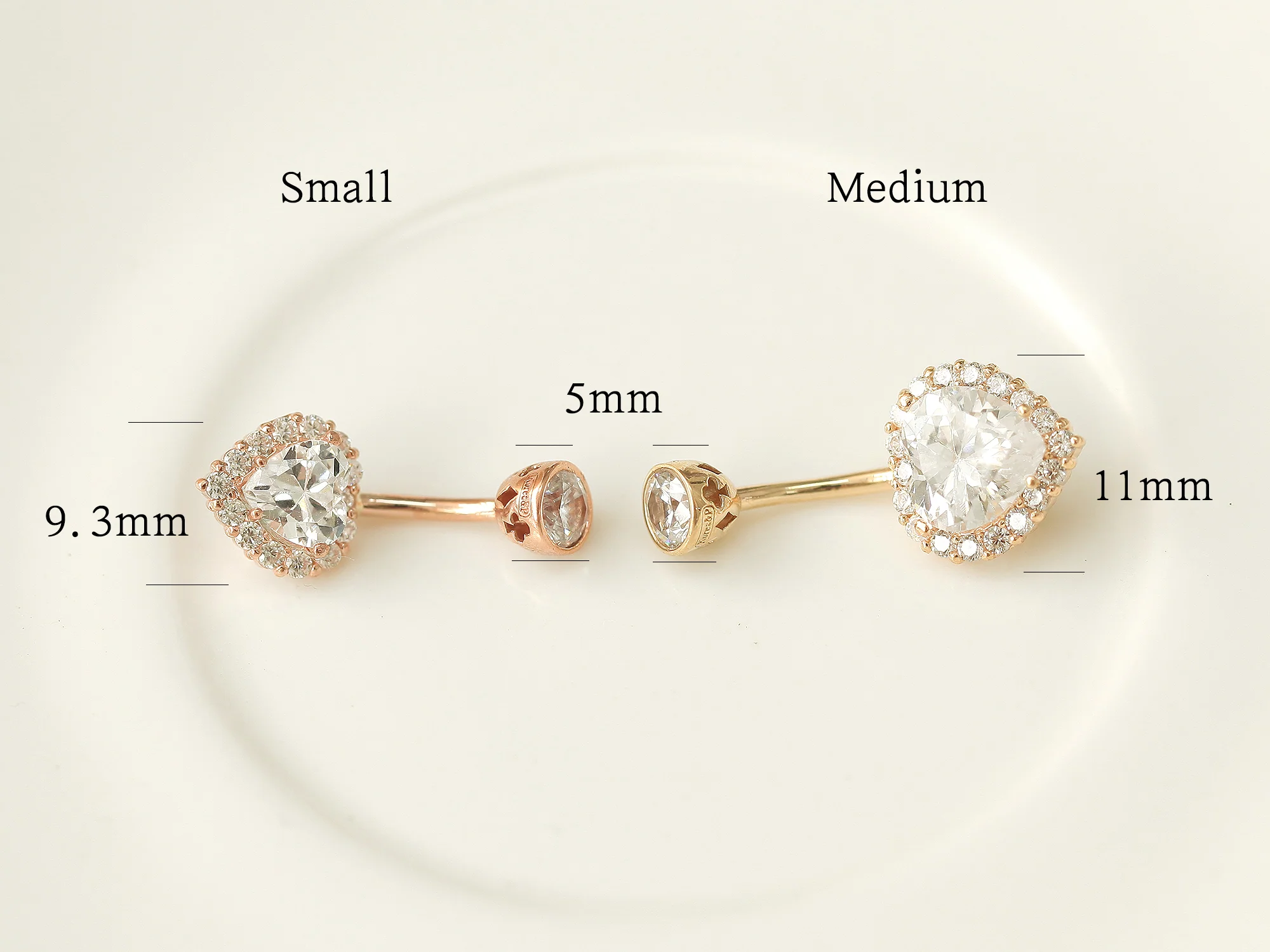 14K Gold Cubic Belly Button Piercing 18G16G - Image 8