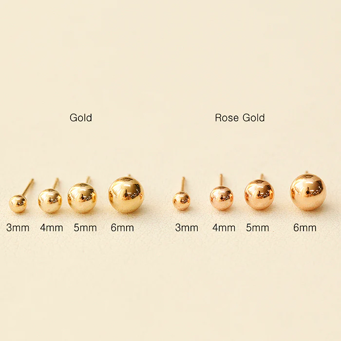 14K Gold Ball Stud Earring 3mm,4mm,5mm,6mm - Image 13