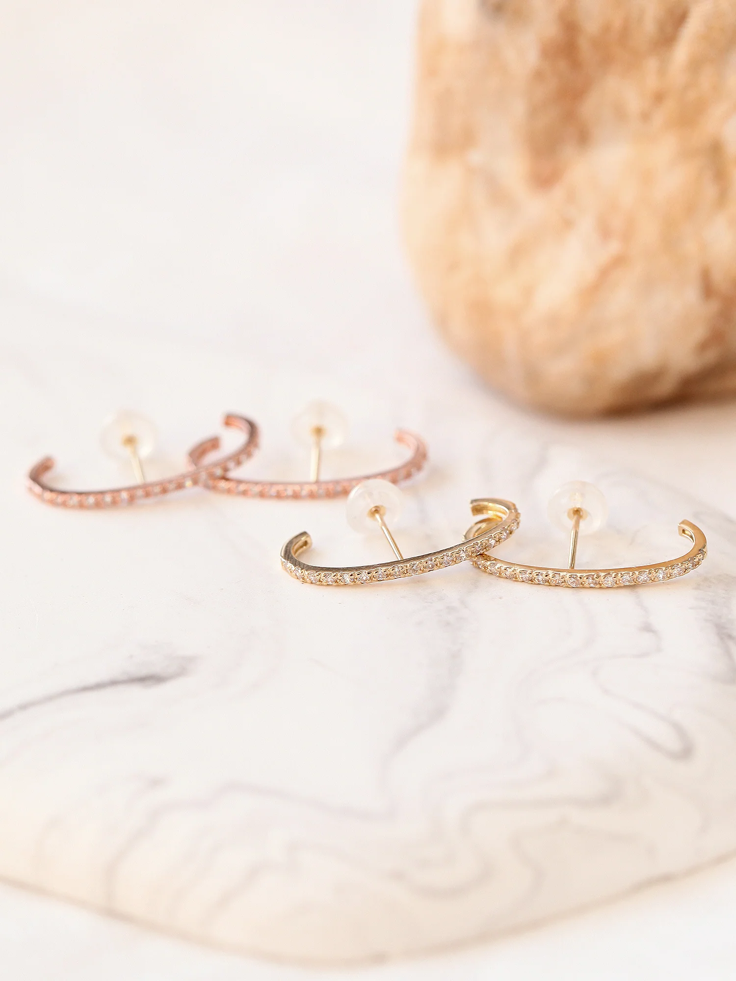 14K Gold Cubic ear cuff wrap earring 20g - Image 3