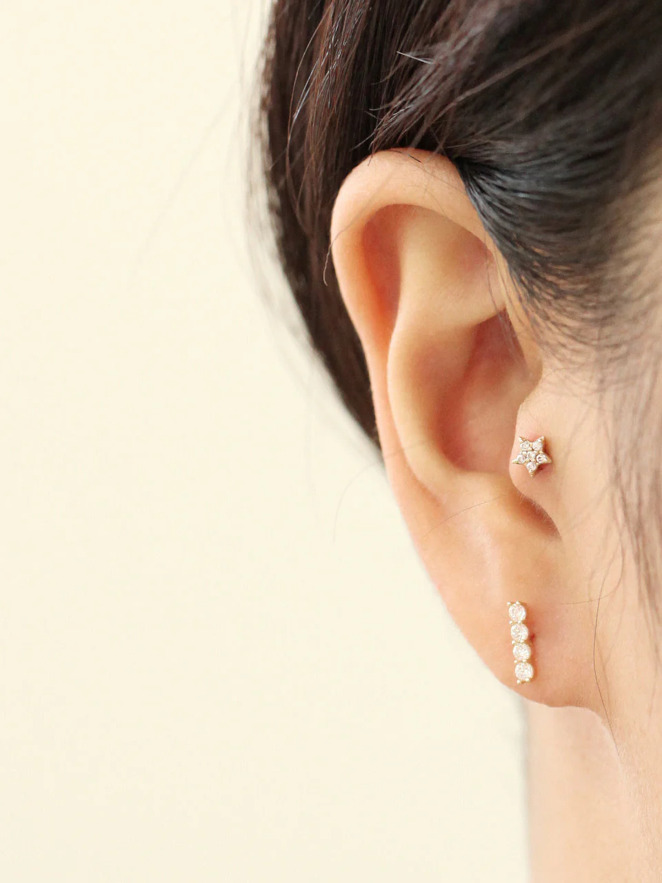 14K Gold Cubic Stick Cartilage Earring 20G - Image 7