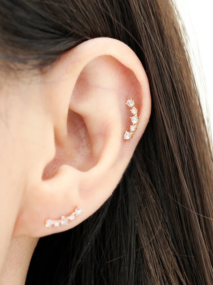 14K Gold Curve Bar Cartilage Earring 20g - Image 7