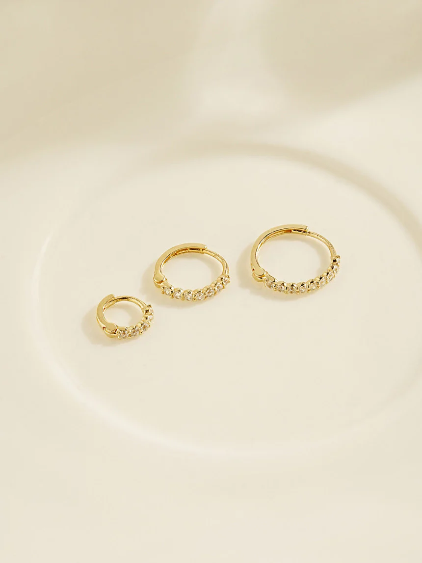 14K Gold Daily CZ Cartilage Hoop Earring - Image 10