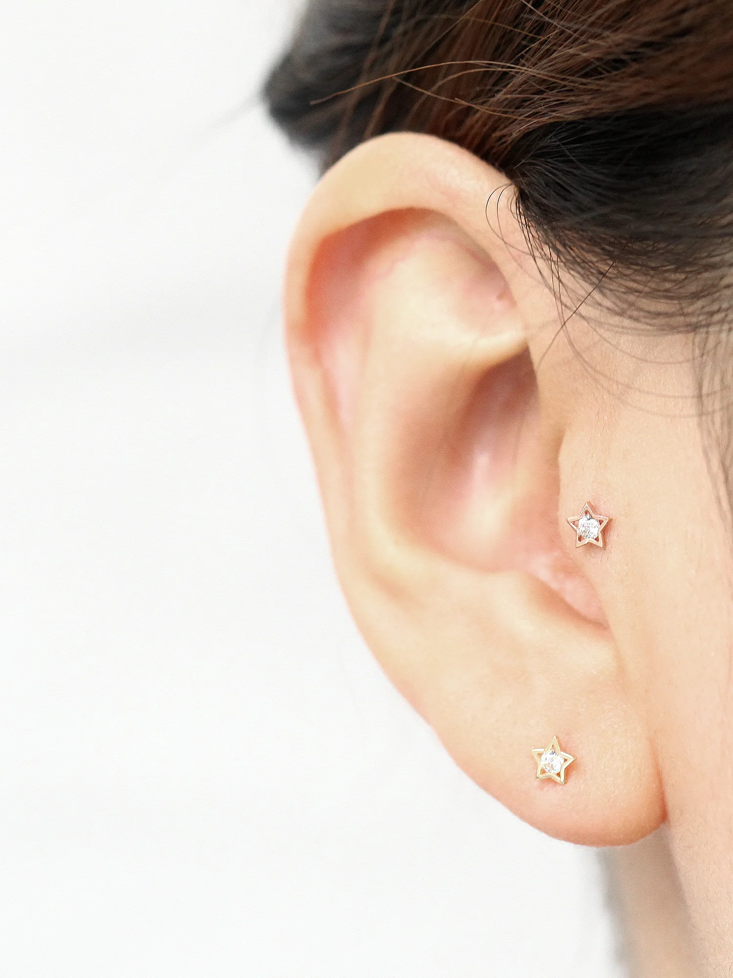 14K Gold Dainty Star CZ Cartilage Earring 20G - Image 8