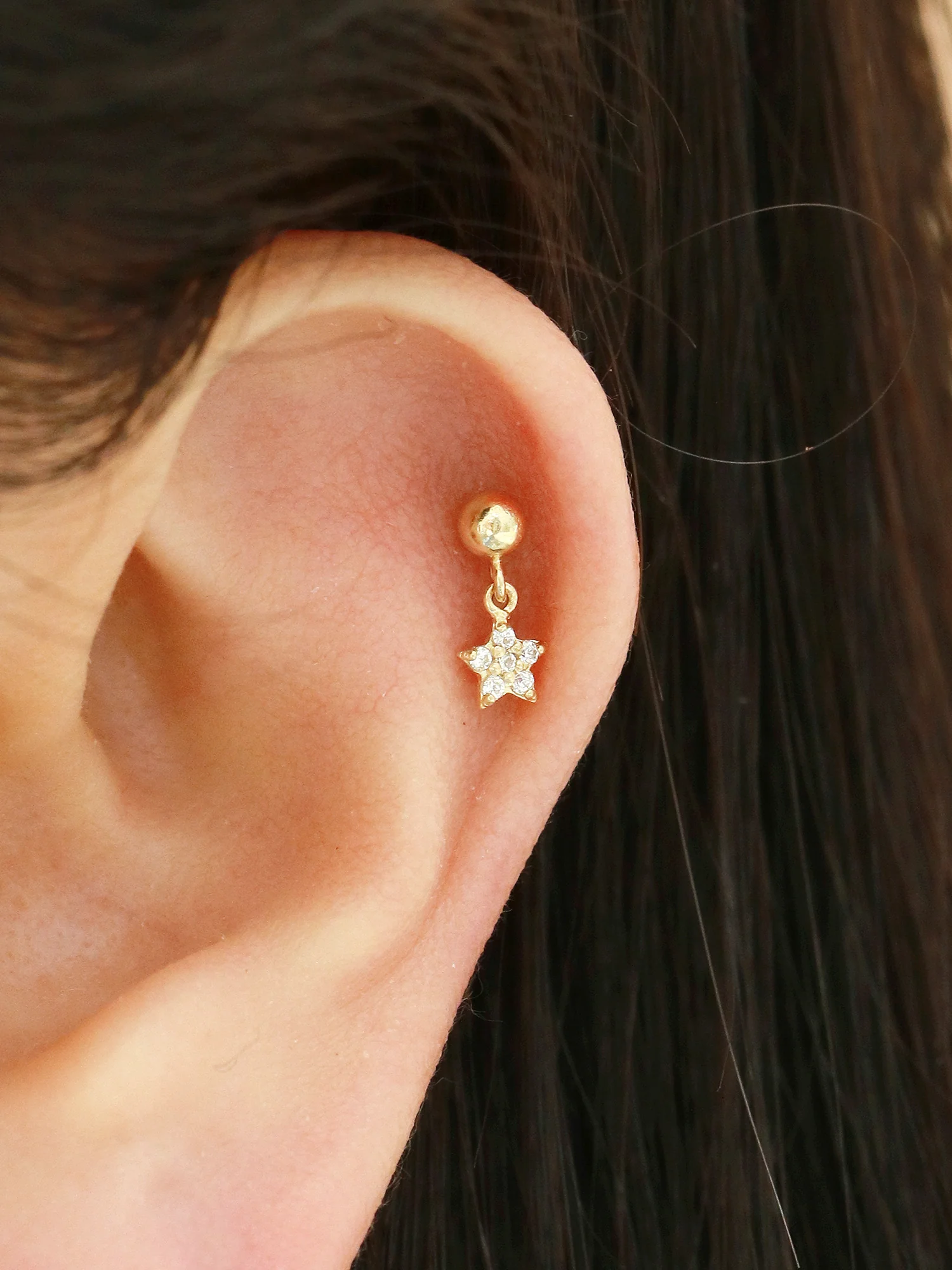 14K Gold Flower Dangle Earring 20G - Image 5