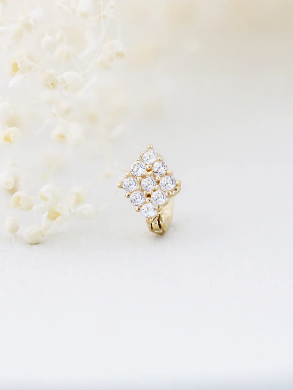 14K Gold Diamond Cartilage Hoop Earring - Image 8