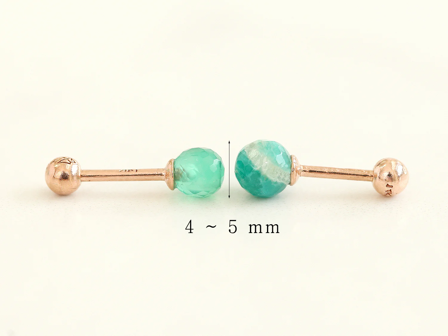 14K Gold Gemstone Rook Piercing 18G16G - Image 12