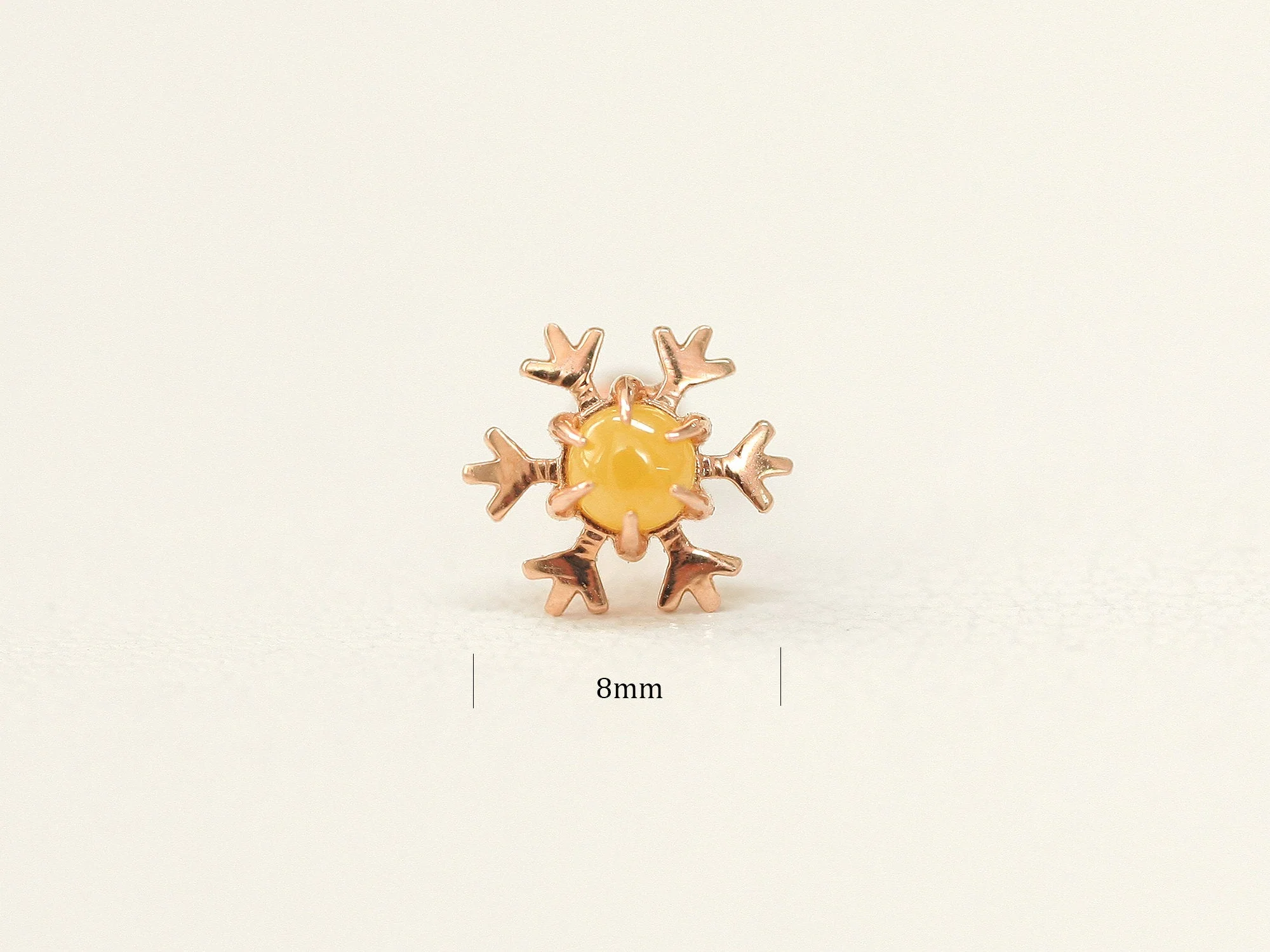 14K Gold Gemstone Snowflake Cartilage Earring 18G16G - Image 11