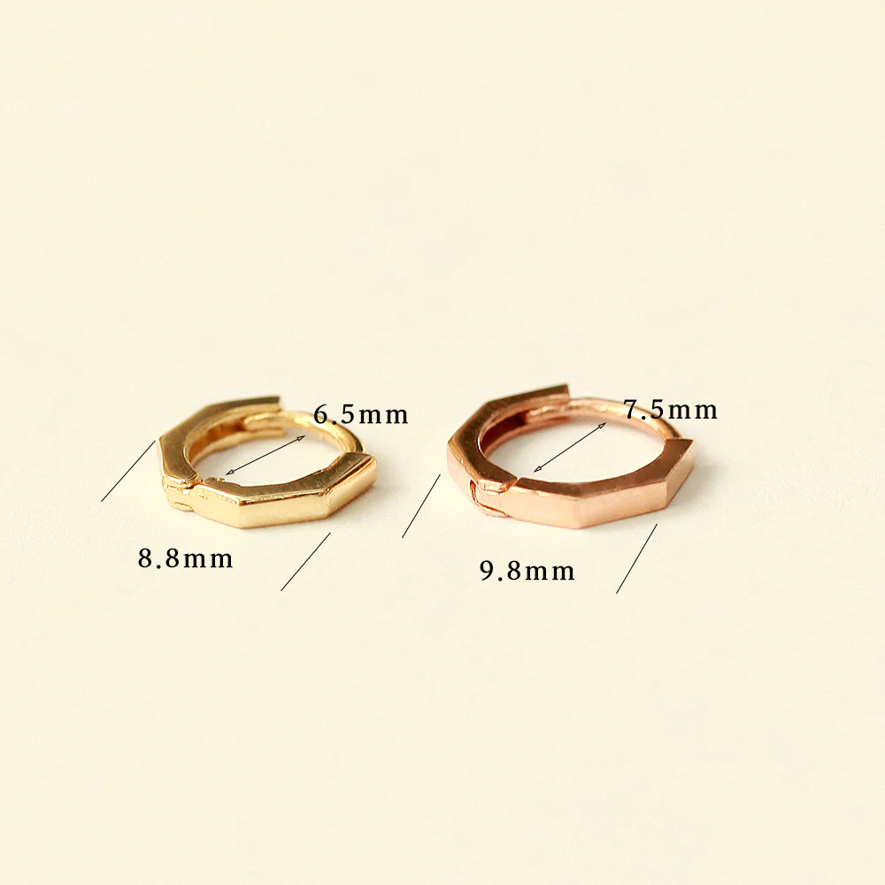 14K Gold Hexagon Hoop Earring - Image 18