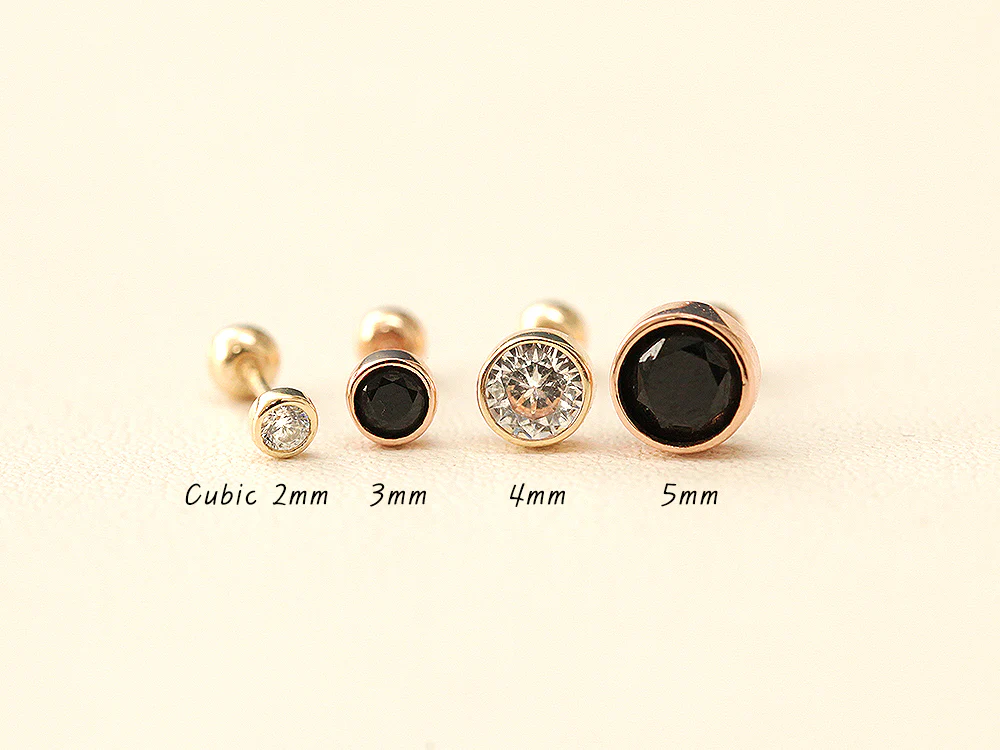 14K Gold Minimal Cubic Cartilage Earring 20g18g - Image 18