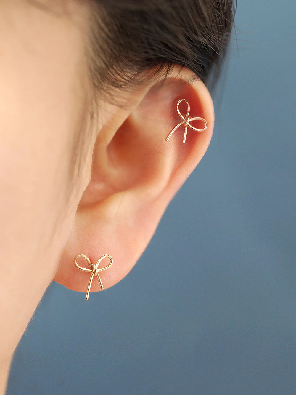 14K Gold Ribbon Internally Threaded Labret Piercing 20G18G16G - Image 6