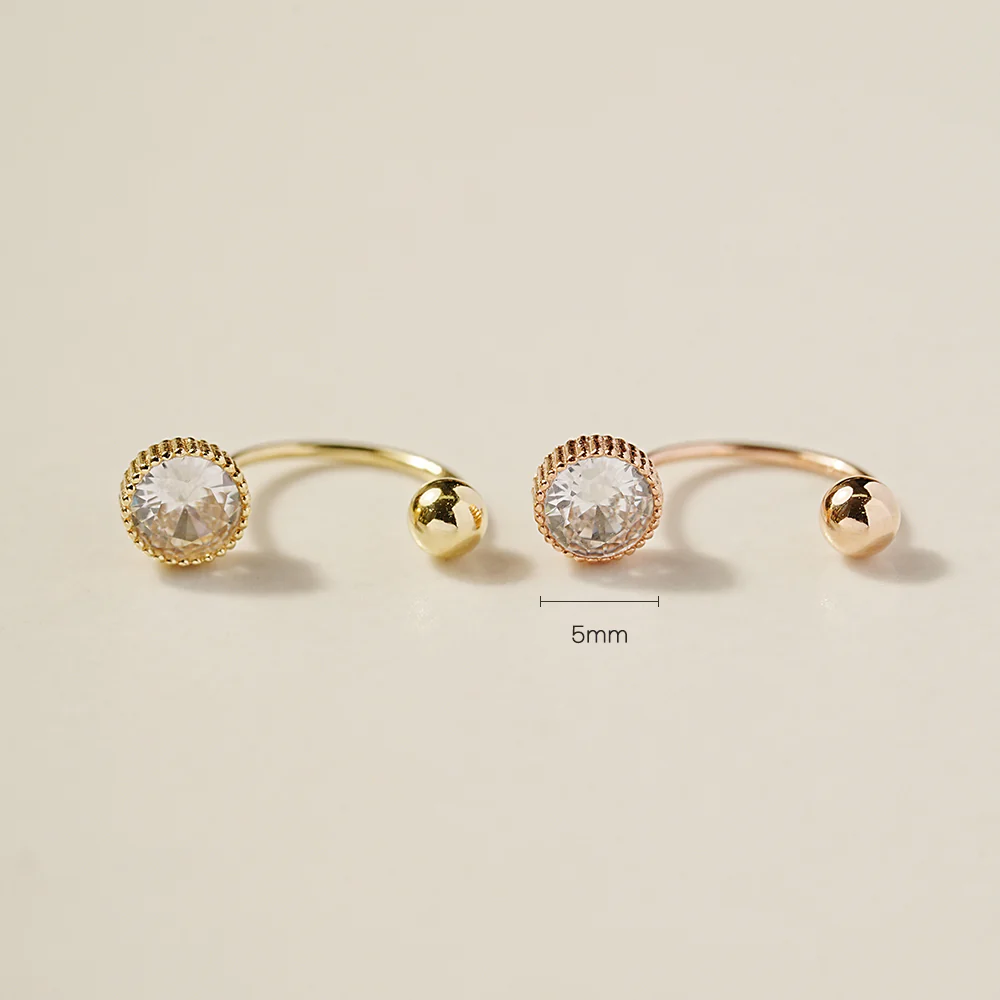 14K Gold Simple Round Curve Piercing 20G - Image 4