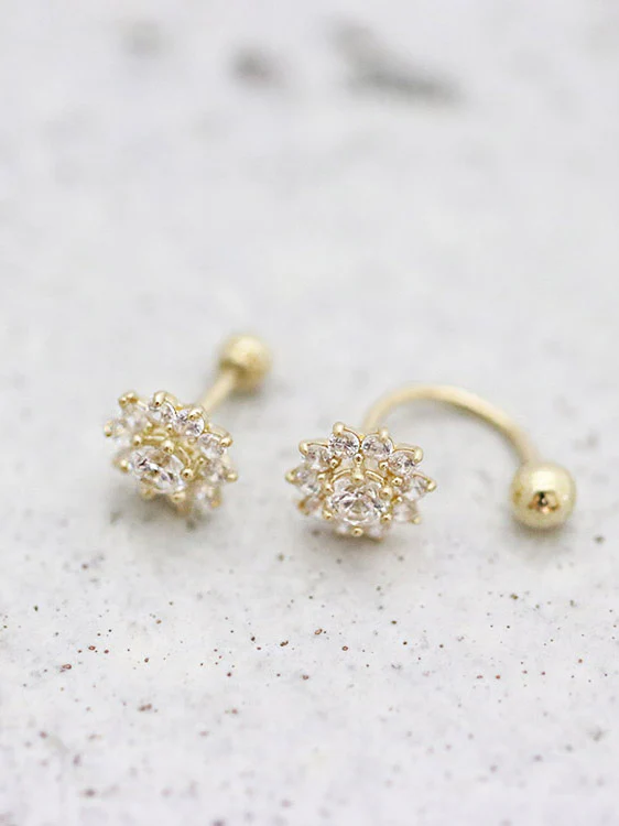 14K Gold Sun Flower Tragus Piercing 18G16G - Image 4