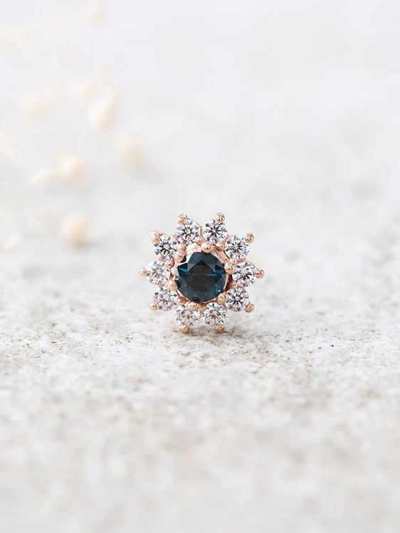 14K Gold Sun Flower Tragus Piercing 18G16G - Image 6