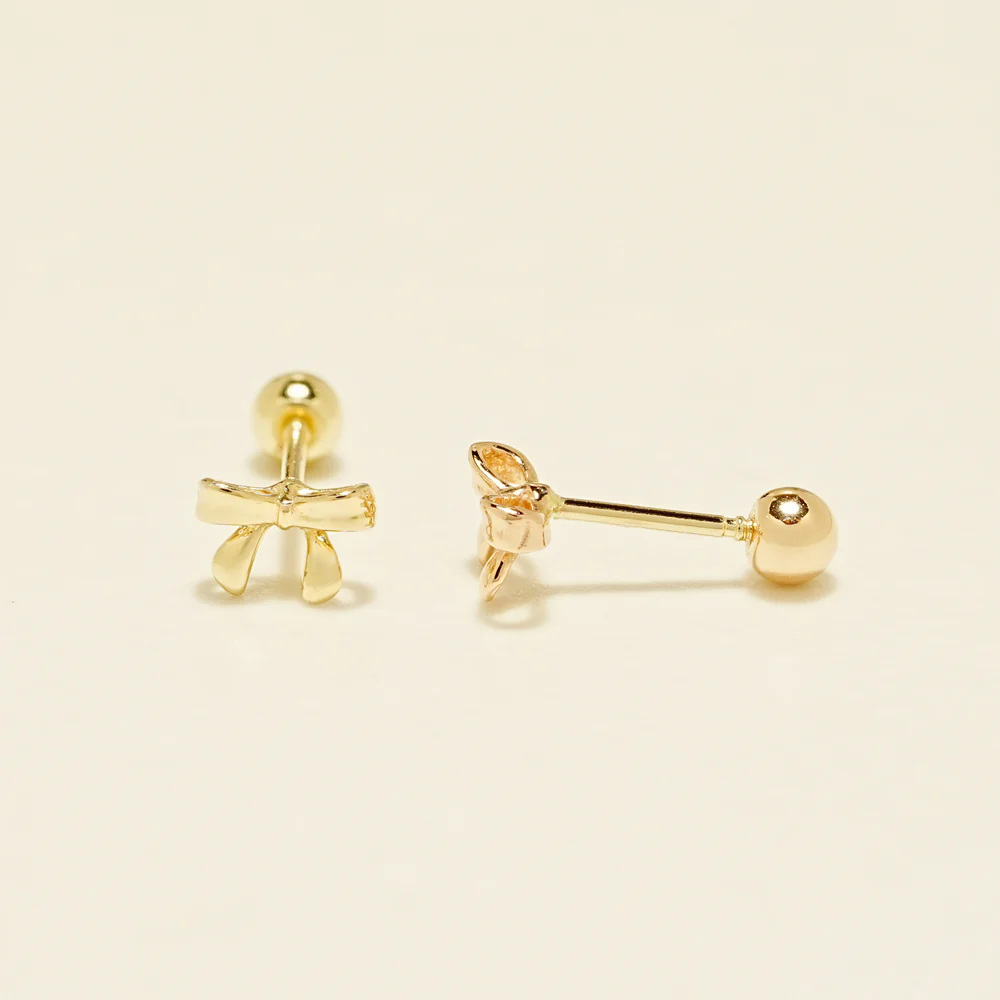 14K Gold Sweet Ribbon Cartilage Earring 20G18G16G - Image 14