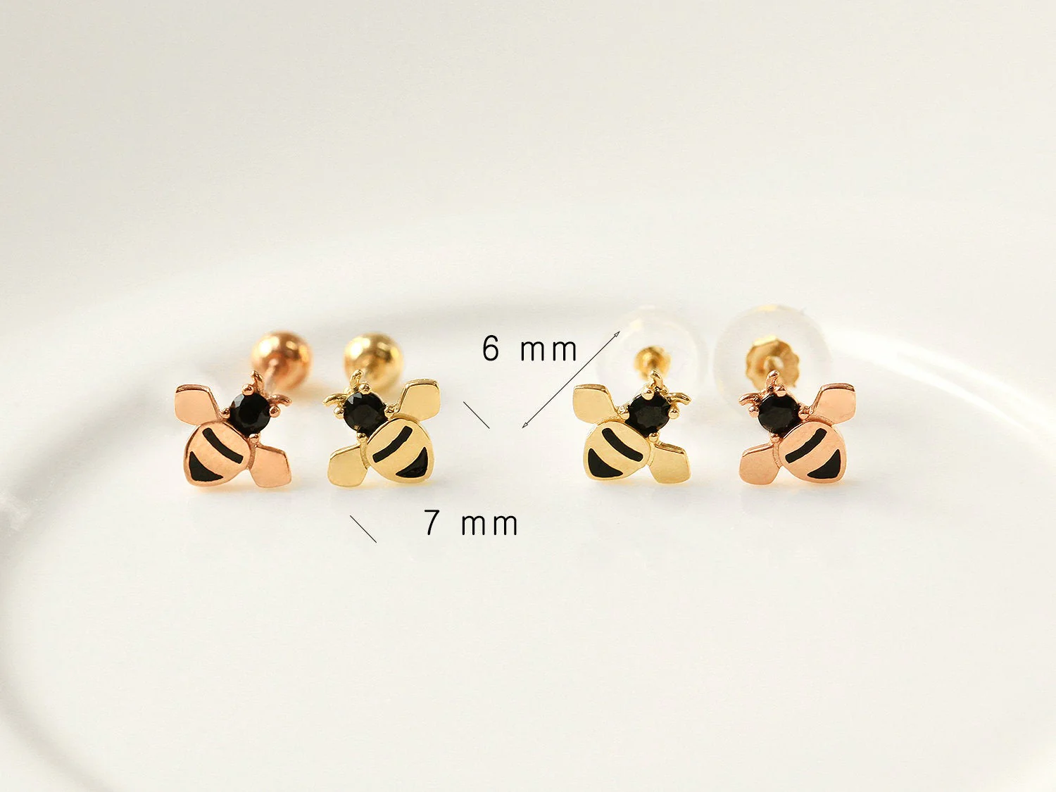 14K Gold Honey Bee Cartilage Earring 20G - Image 11