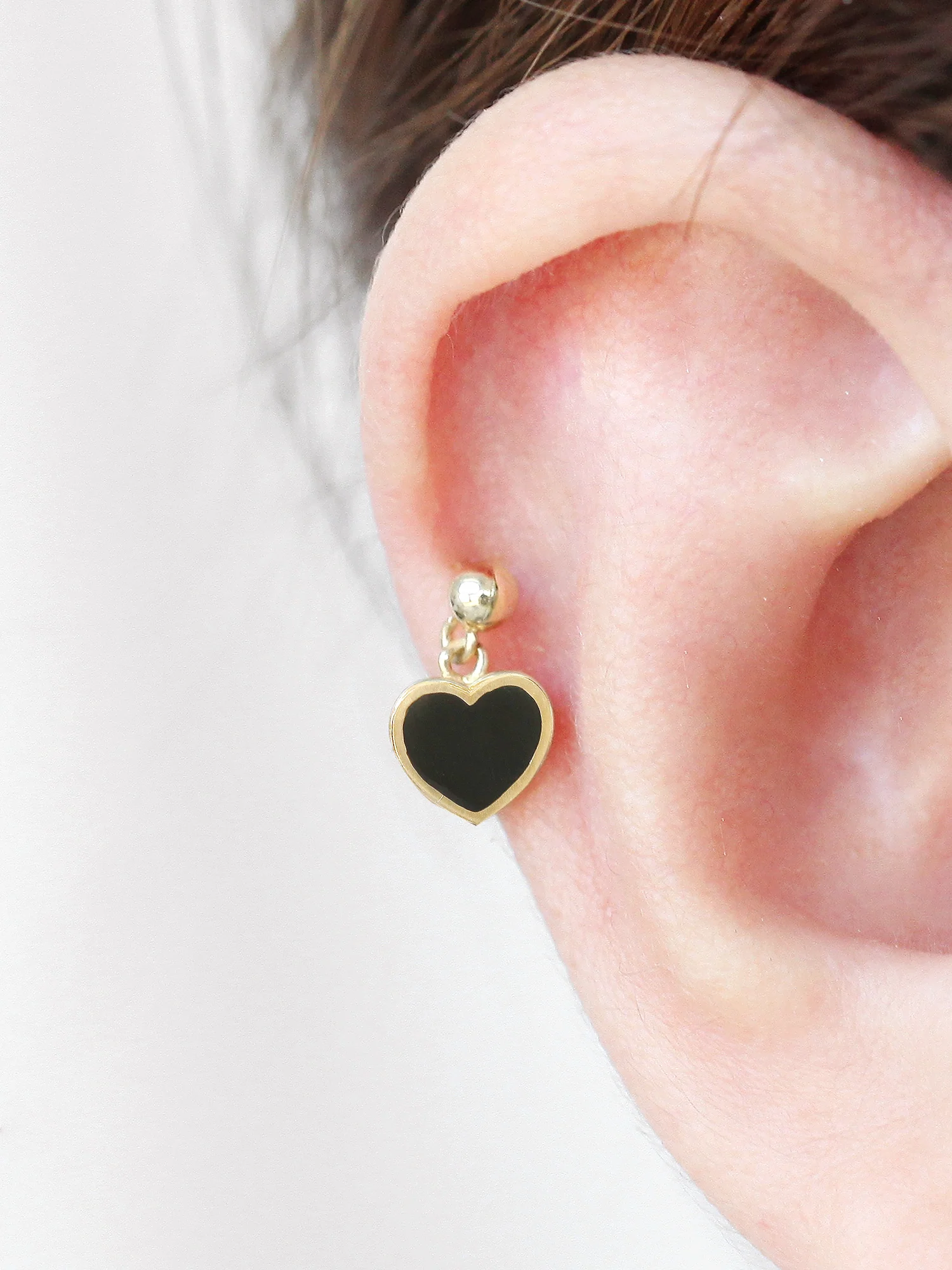 14K Gold Cross / Heart Cartilage earring 20g - Image 6