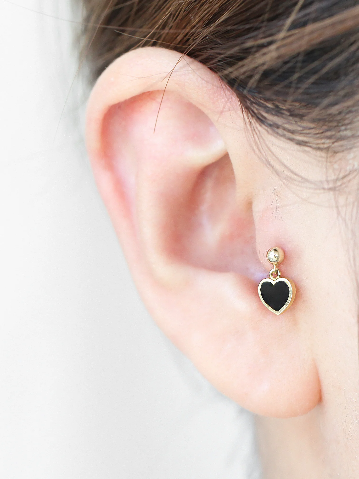 14K Gold Cross / Heart Cartilage earring 20g - Image 7