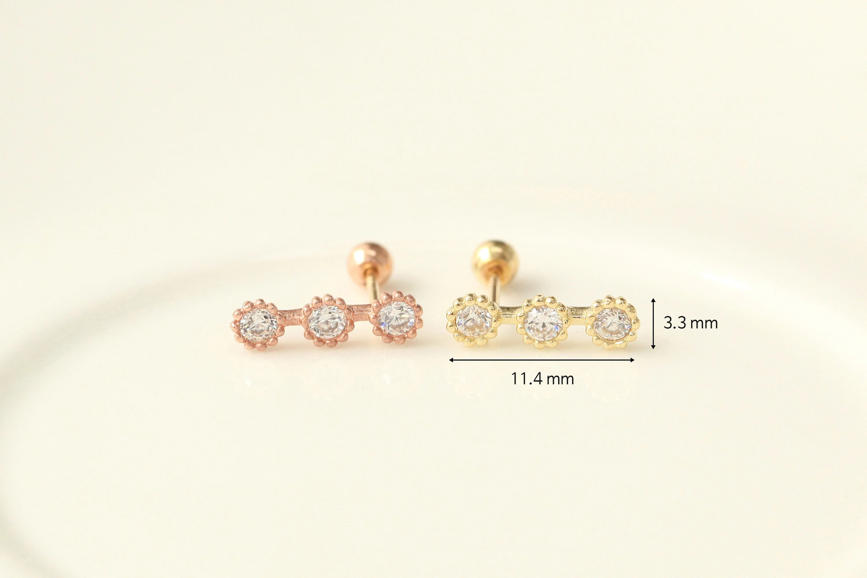 14K Gold Cubic Stick Cartilage earring 20g - Image 7