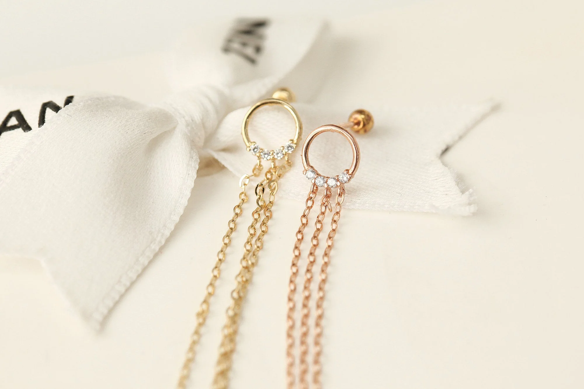 14K Gold Circle Long Drop Earring 20G - Image 8
