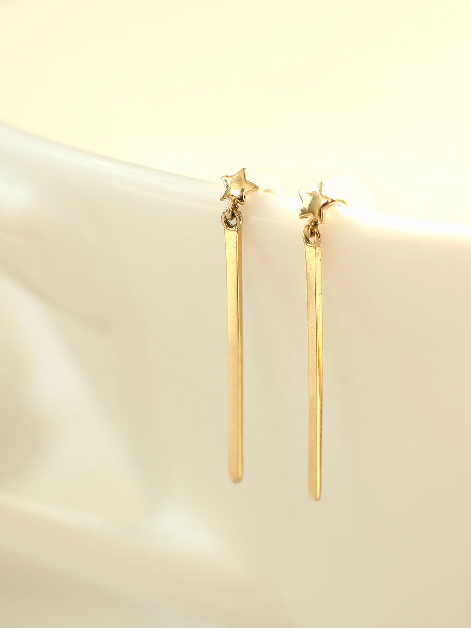 14K Gold Star Drop Earring - Image 4