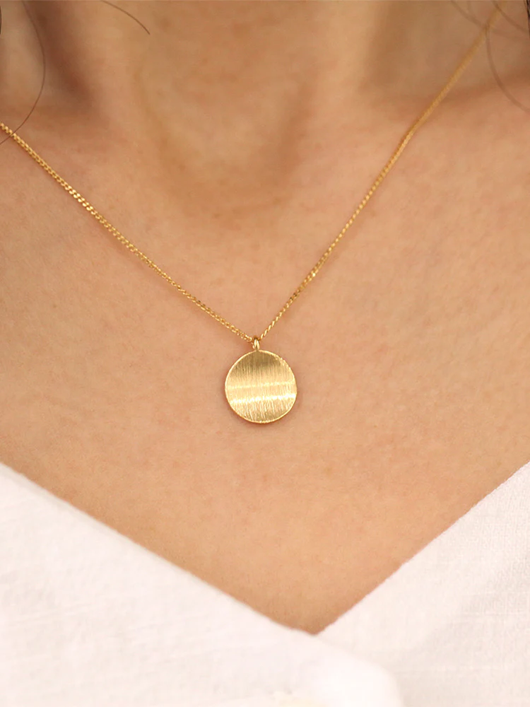 925 Silver Matt Coin Necklace - Image 4