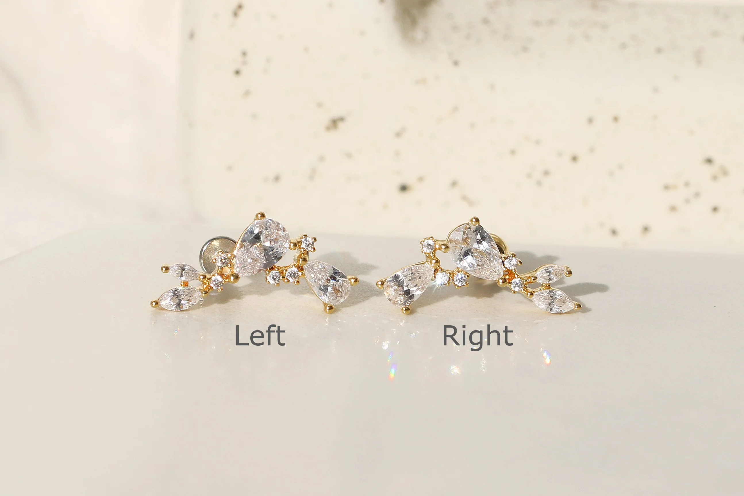 CZ Long Stud Cartilage earring - Image 8